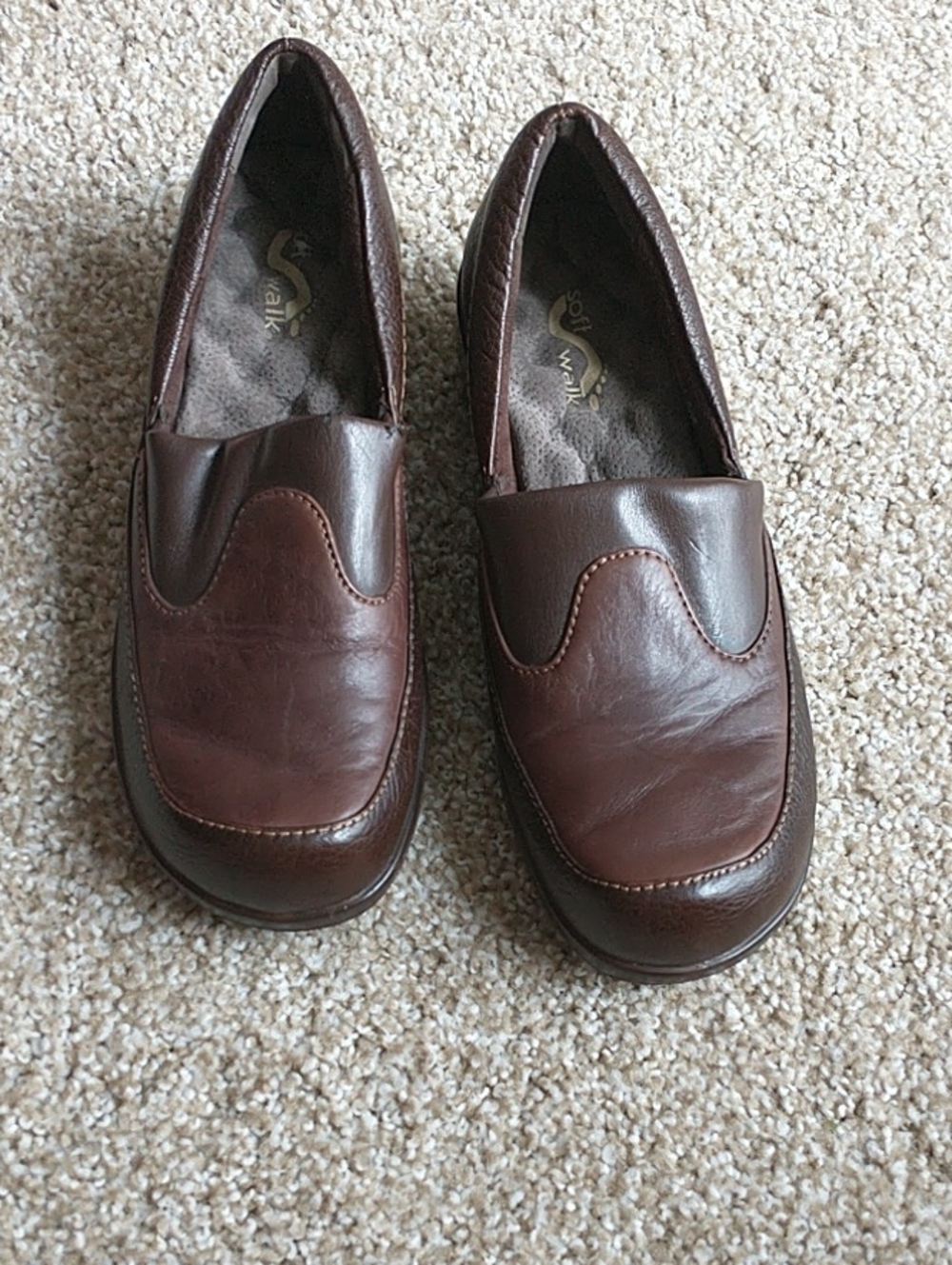 SoftWalk Brown Leather Casual Slip-On Loafers for Men